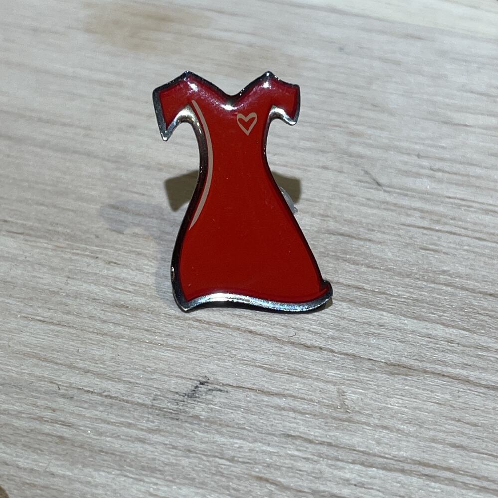 Vintage 3D Little Red Dress With Heart Awareness Lapel Pin For Heart Disease